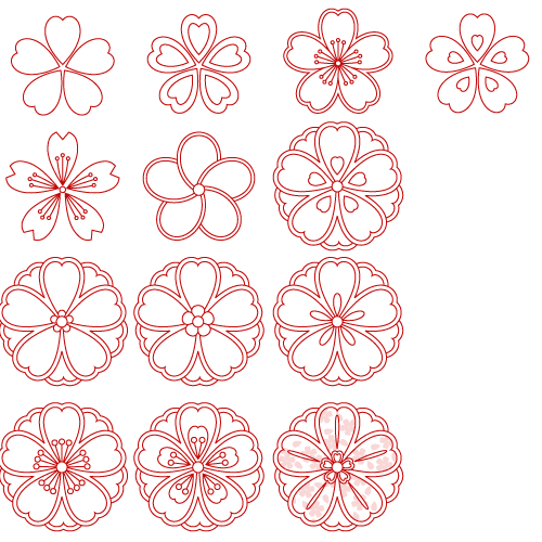 桜和柄文様パーツ無料素材一覧